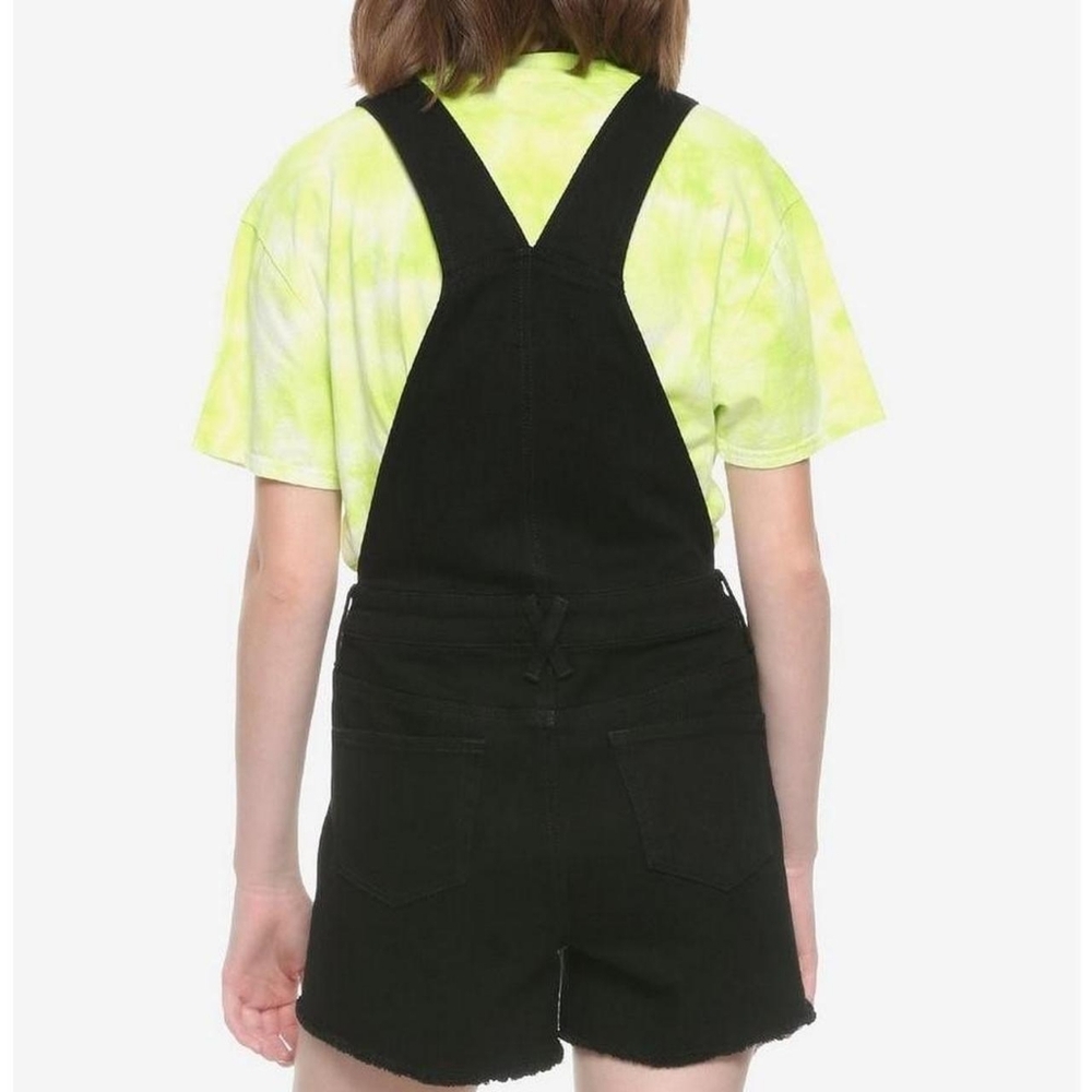 Hot Topic Denim Black Button-Front Shortalls - image 4